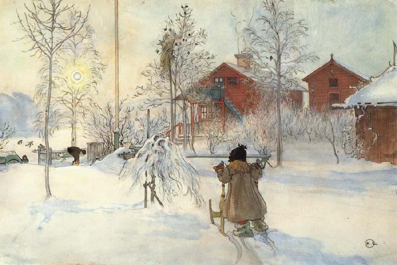 Carl Larsson The Front Yard and the Wash House Sweden oil painting art